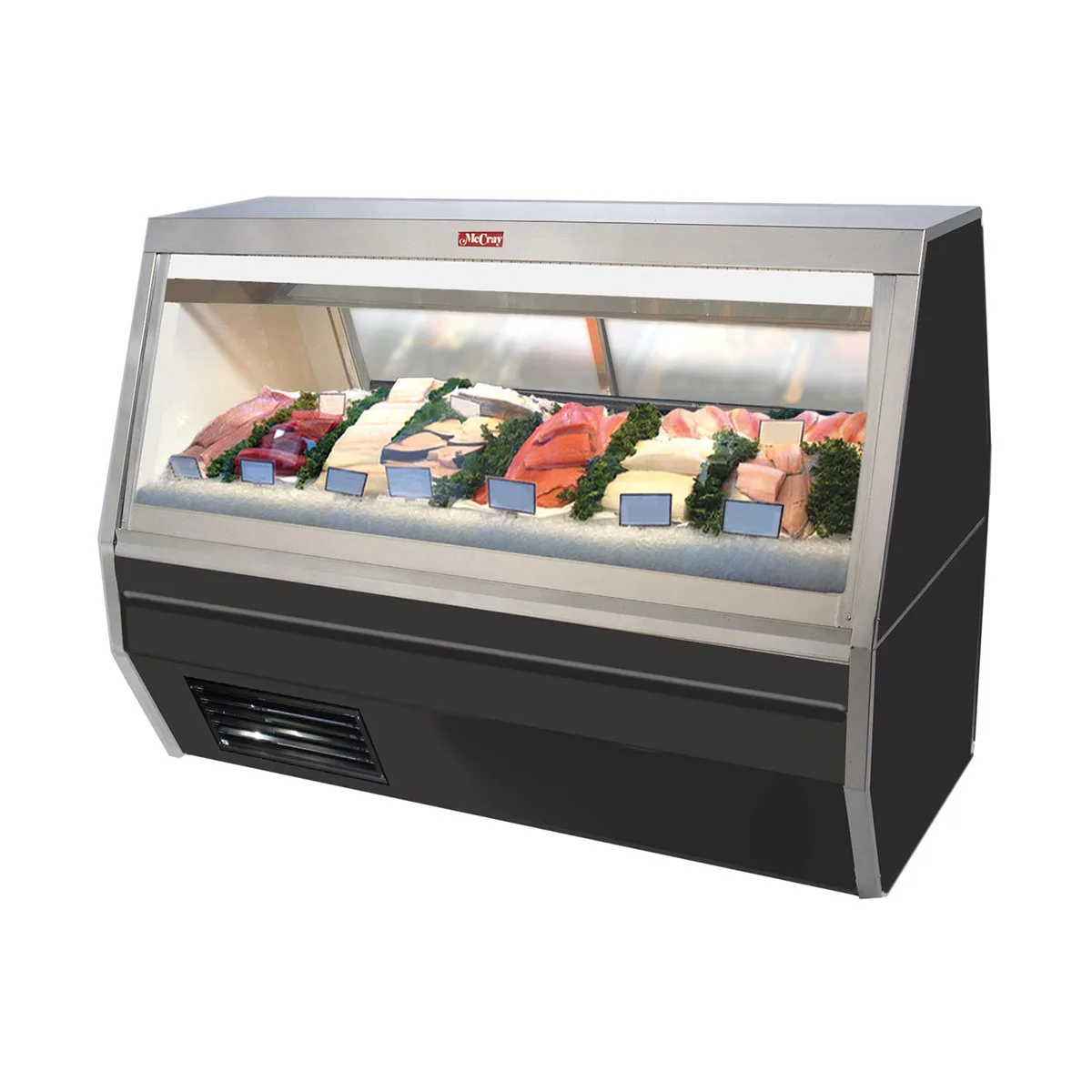 Howard-McCray R-CFS35-12-BE-LED 143" Flat Refrigerated Seafood Display Case, Remote, Black