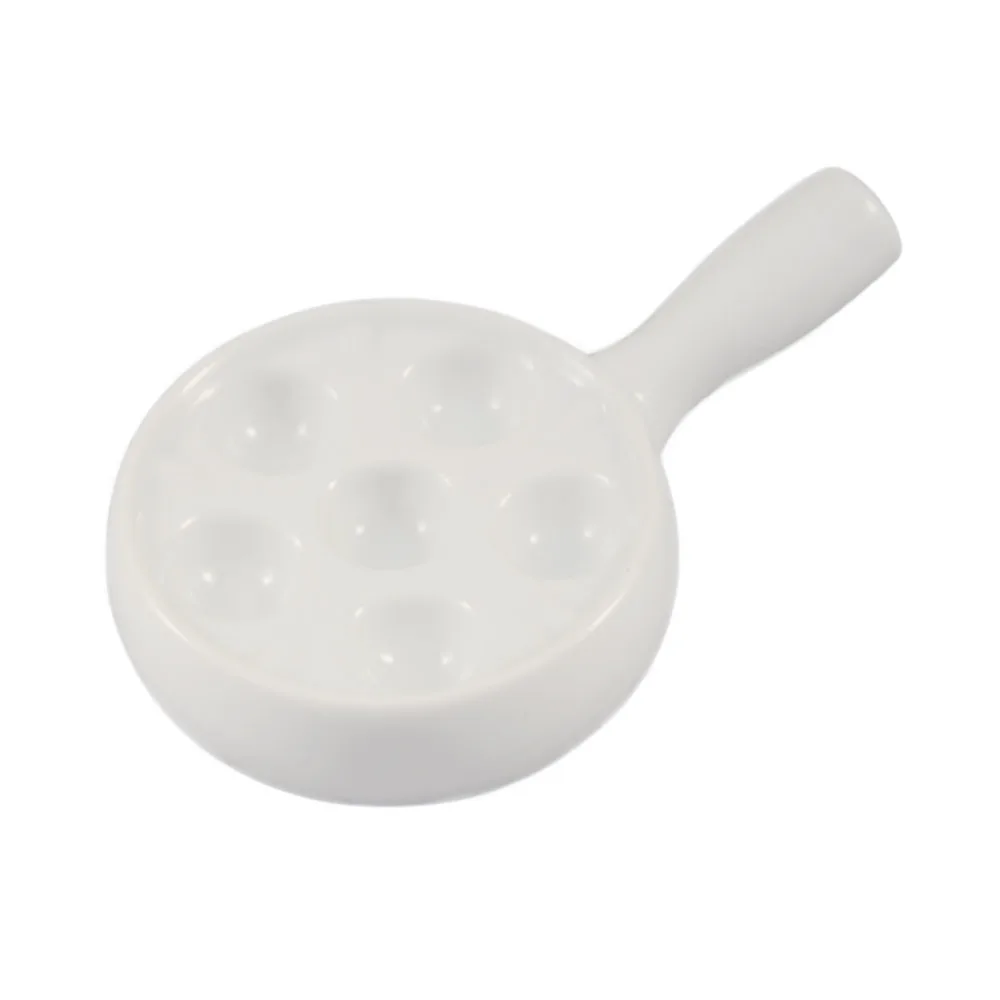 CAC China ESD-10-H Escargot Plate, 10" Round Porcelain, White, Dishwasher Safe, 6 Hole Handle - 1 Dozen