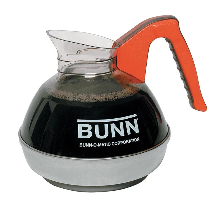 BUNN 06101.0102 Coffee Decanter, 64 oz (2 qt), Orange Handle, Steel Bottom, Drip-Proof - 1 Pair