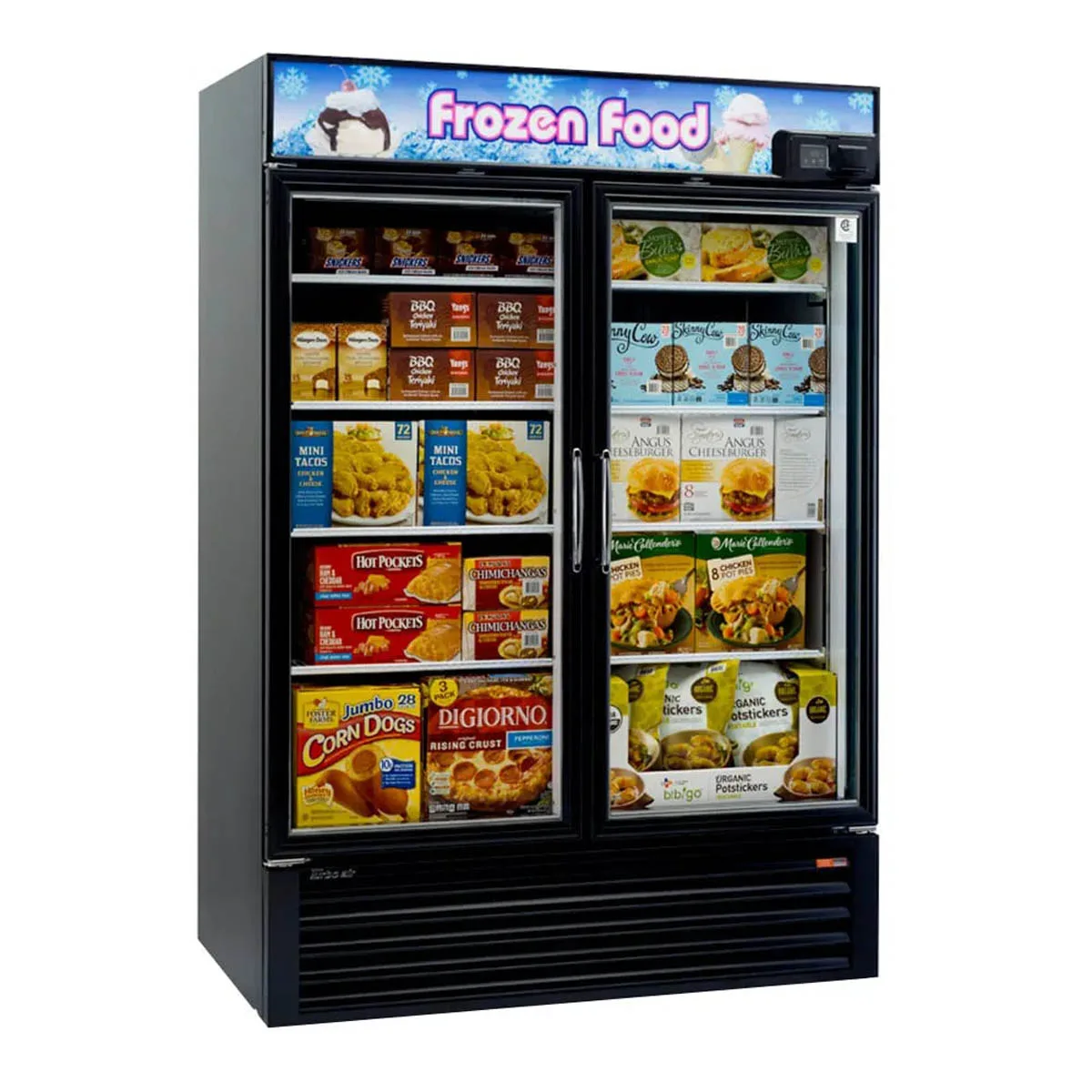 Turbo Air TGF-49FB-N 54" 2 Glass Door Freezer Merchandiser, White or Black, 40 cu. ft.