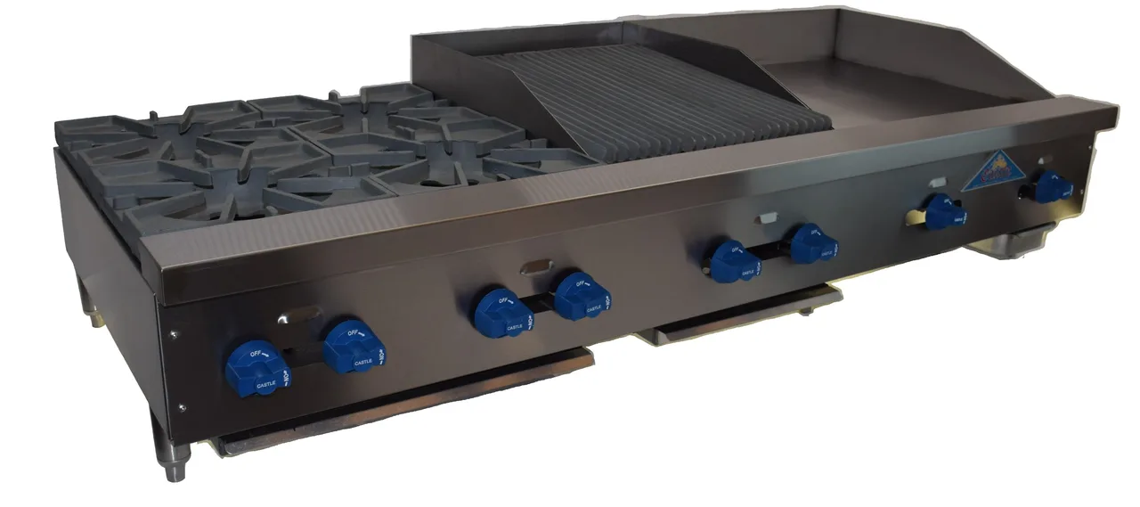 Comstock-Castle FHP72-4RB 72" Countertop Gas Radiant Charbroiler / Hotplate Combo, 196.000 BTU