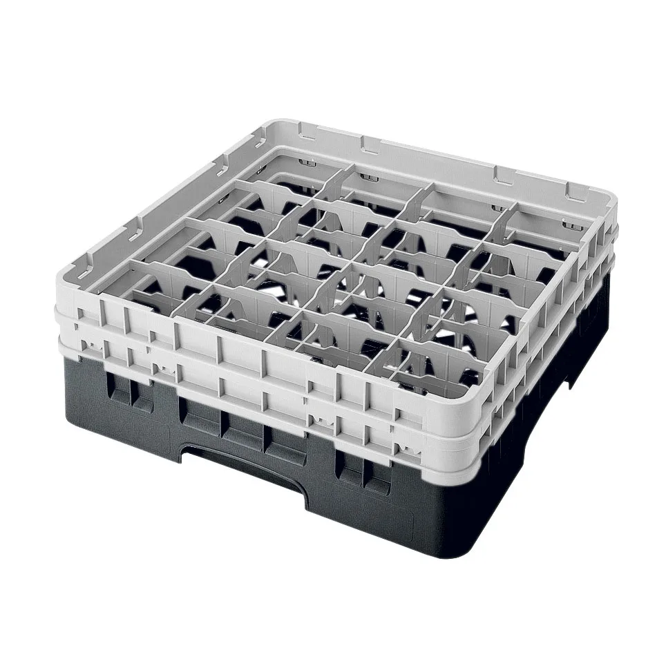 Cambro 16S434110 Camrack Glass Rack, Black, Full Size, 19-3/4 x 19-3/4, 16 Compartments