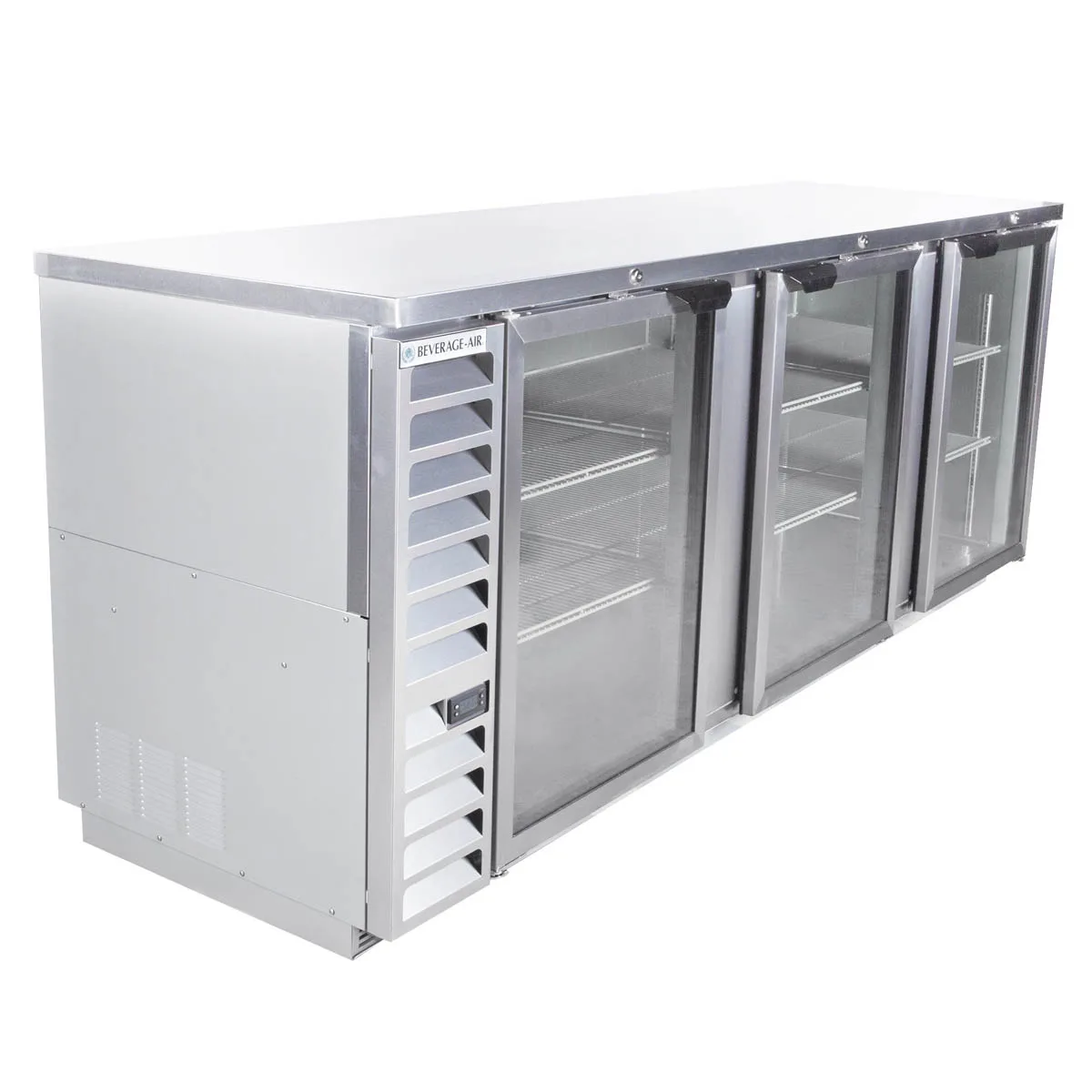 Beverage Air BB94HC-1-G-S 95" Three Section Back Bar Cooler with Glass Door, 37.82 cu. ft.