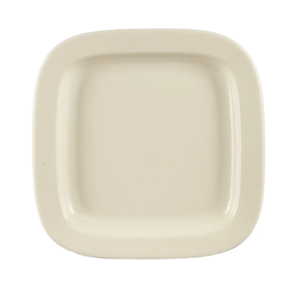 CAC China REC-SQ21 Square 11" x 11" x 1-1/4" Medium Rim Ceramic Plate White Dishwasher Safe- Dozen