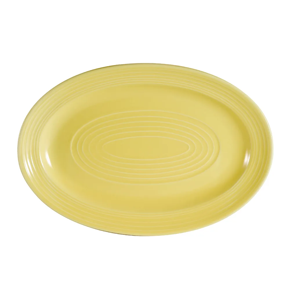 CAC China TG-13-SFL - Tango Oval Porcelain Platter, 11-3/4" L x 8" W x 1-1/4" H, Sunflower - Dozen
