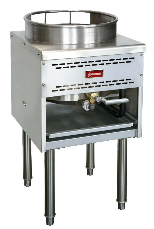 Omcan USA 47686 Natural Gas Wok Range w/ (1) Burner (Bowl), 16" Wok Ring, Knee "L" Lever, Jet Burner, 125.000 BTU