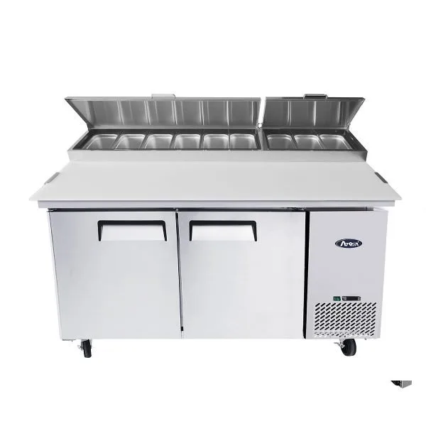 Atosa USA MPF8202GR 67" Two Section Refrigerated Pizza Prep Table, 18.5 cu. ft.