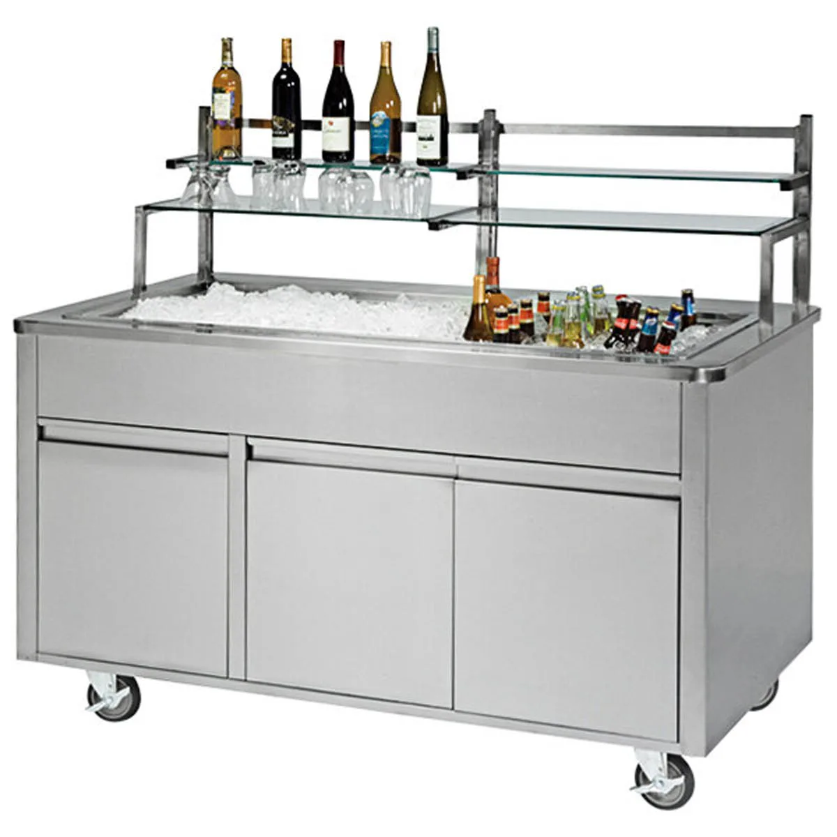 Lakeside 79864 72" Wilson Portable Back Bar with Stainless Steel Interior and Exterior