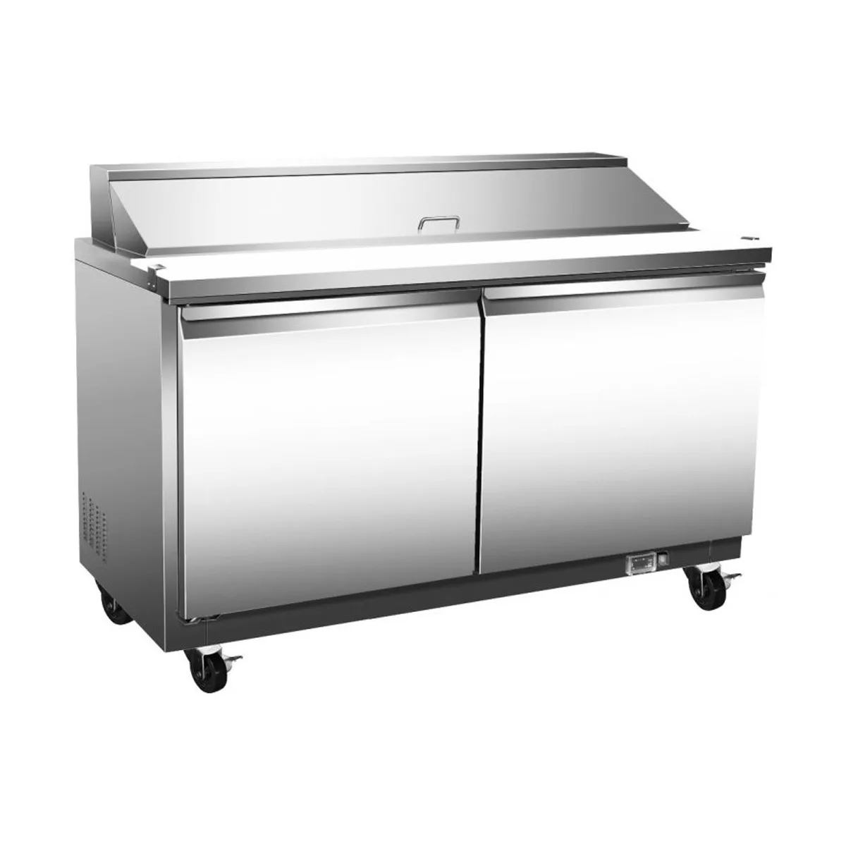 Serv-Ware SP48-12-HC 48" 2-Section Sandwich / Salad Prep Table w/ 2 Doors, 12 Pans