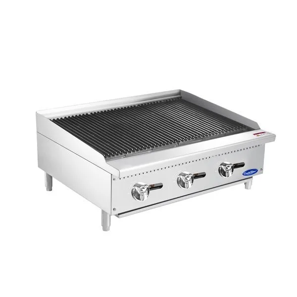 Atosa USA ATCB-36 36" Countertop Gas Radiant/Lava Rock Charbroiler w/ (3) Burners, 105.000 BTU