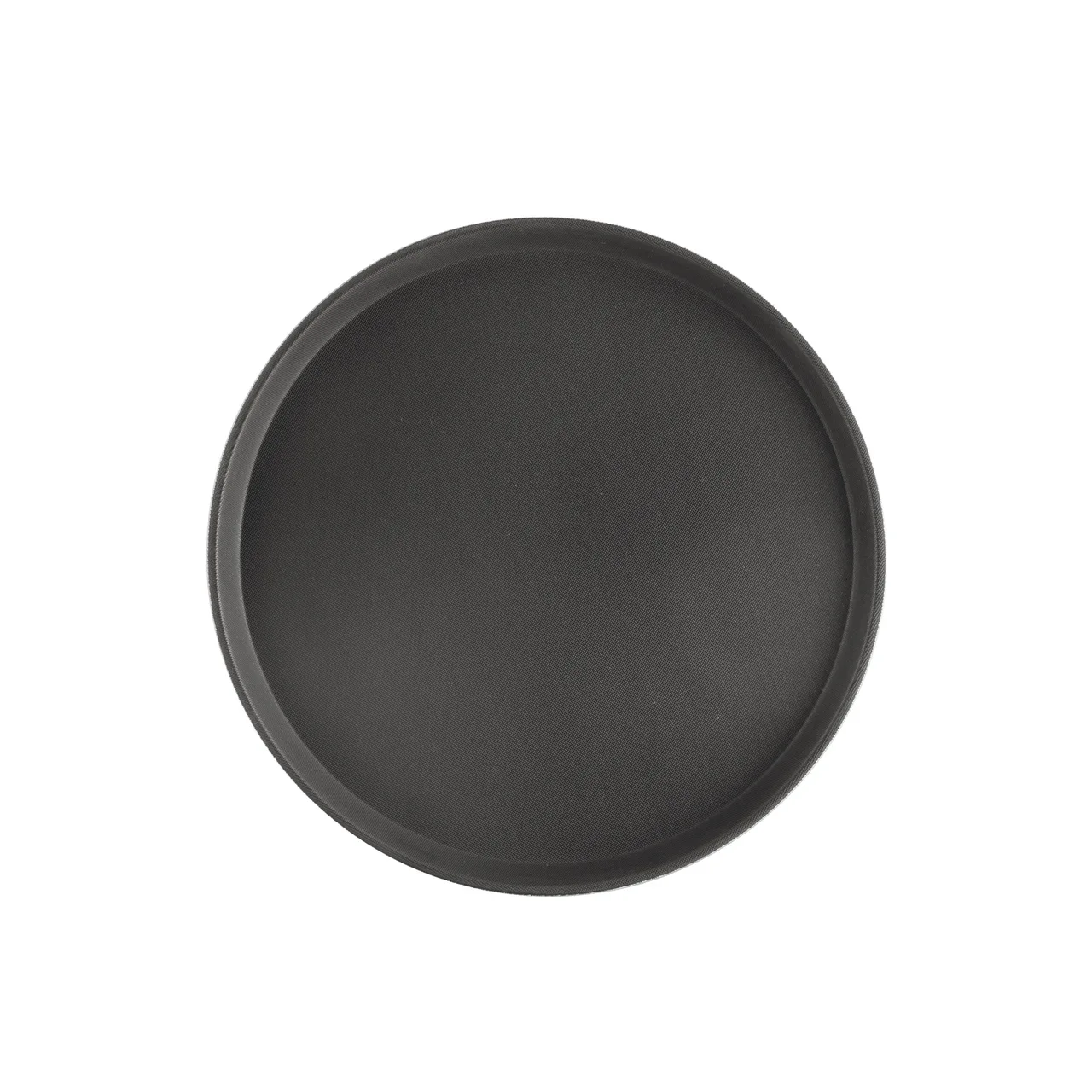 CAC China FGTR-16BK Non-Slip Serving Tray 16" Dia., Round Fiberglass Black Stain/Odor Resistant NSF
