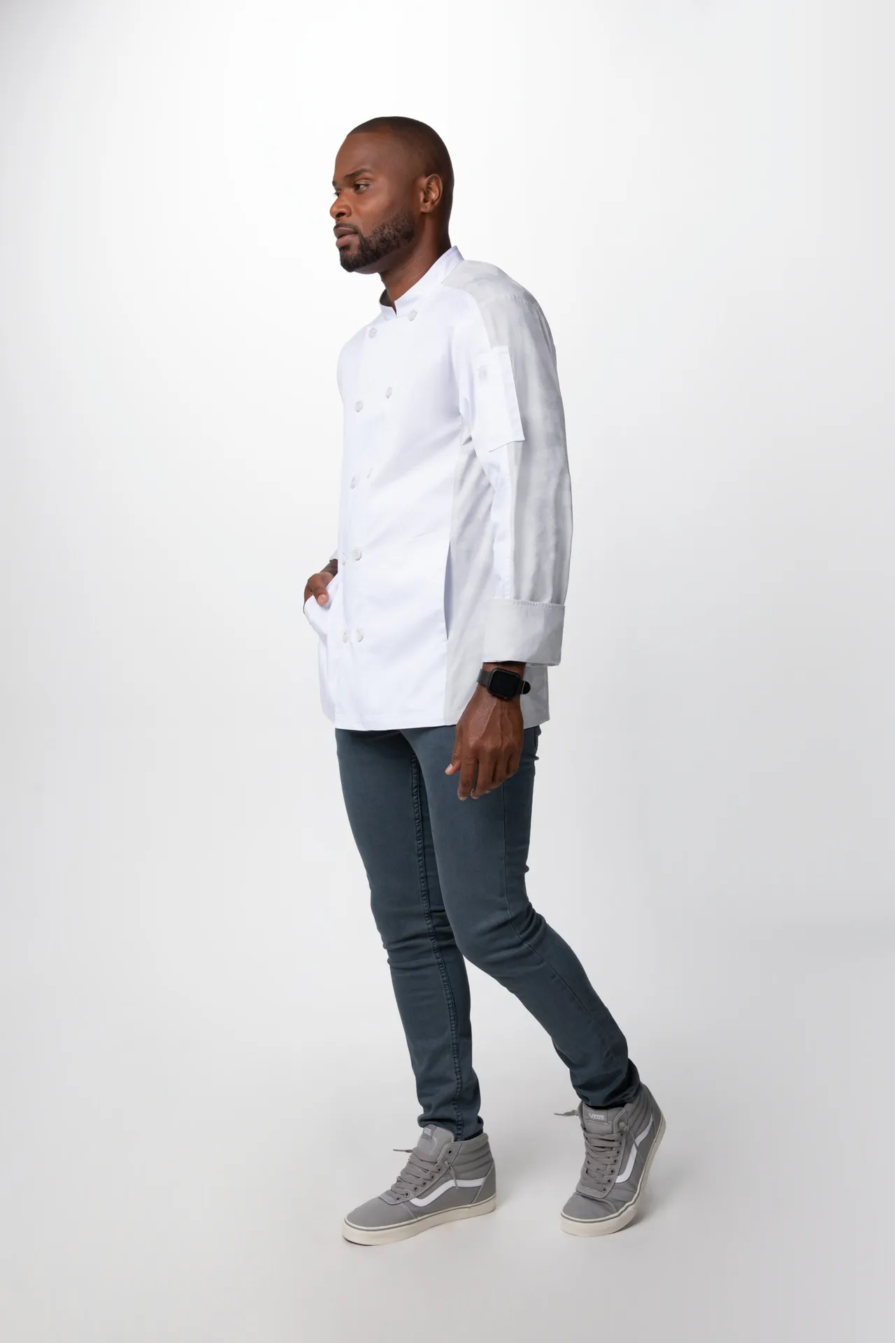 Chef Works CBN01-WHT-XL Mojave Chef Coat, White, XL, 62% Polyester, 5.2 Oz - 1/Case