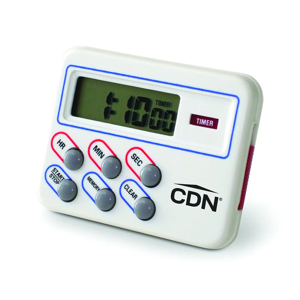 CDN Measurement Tools TM8 Digital Timer & Clock, 100‑Hour, 1‑3/8"W x 1/2"H Display, Food‑Safe ABS