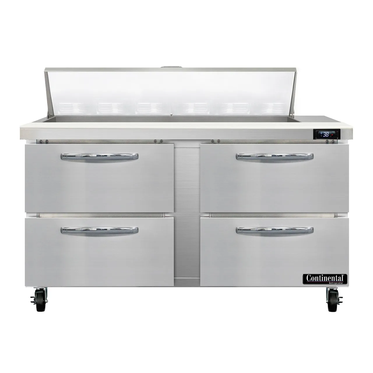 Continental Refrigerator SW60N12-D 60" Sandwich / Salad Prep Table w/ 4 Doors, 12 Pans