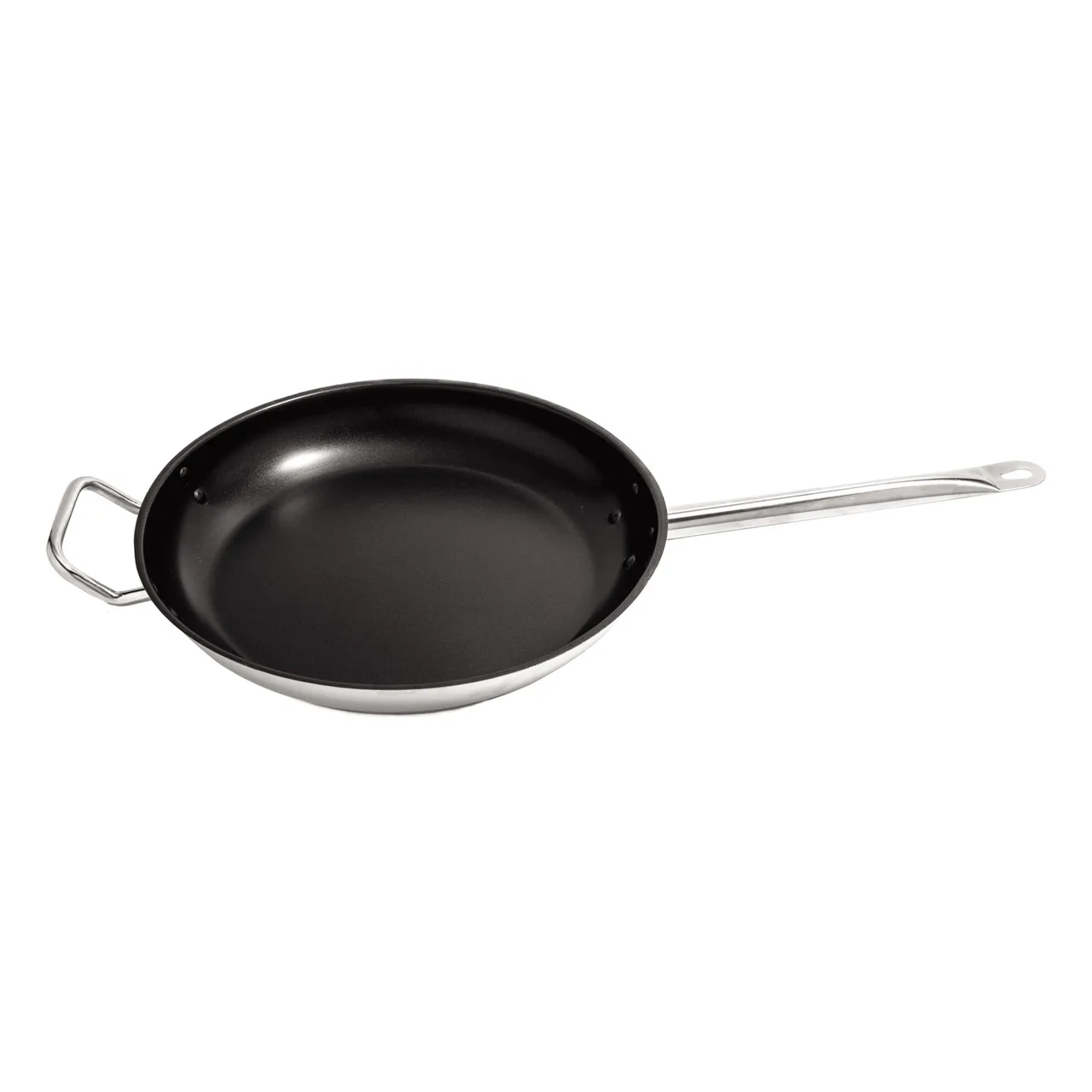 CAC China S2FP-12HN Fry Pan, 12-5/8" x 2", Riveted Handles, Non-Stick, Stainless Steel