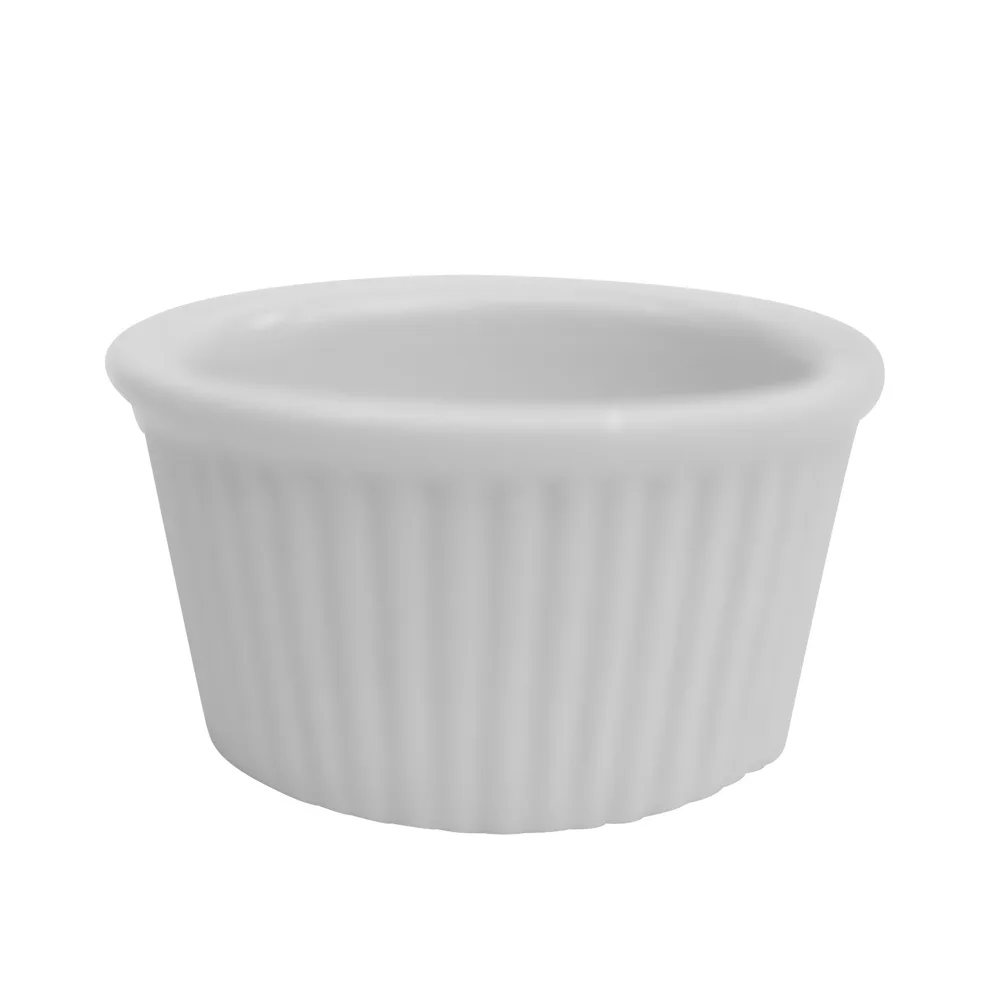 CAC China RKF-234 Ramekin, 2.75 oz (2-3/4" Dia x 1-1/2" H), Fluted Porcelain, Super White - 1 Dozen