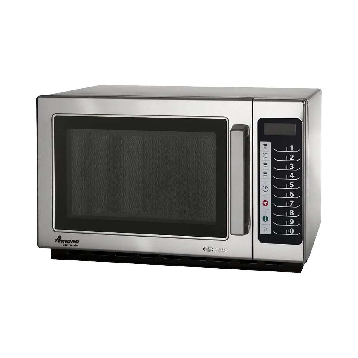 Amana RCS10TS 1000W Medium Duty Commercial Microwave Oven, 1.2 cu. Ft., Push Button, 120V