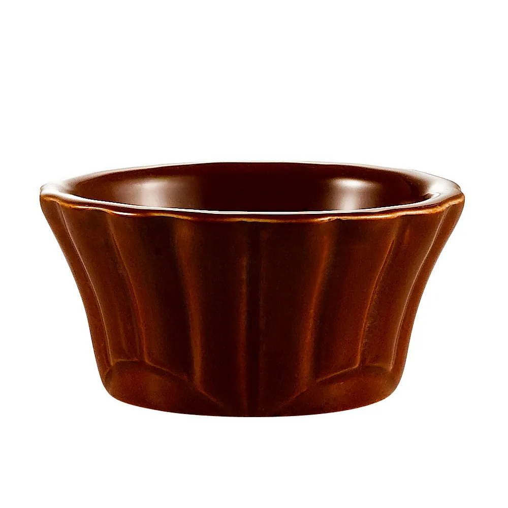 CAC China RMK-F6-BWN - 6 oz Brown Porcelain Ramekin, 4" Dia x 1-3/4" H, Dishwasher Safe - 1 Dozen