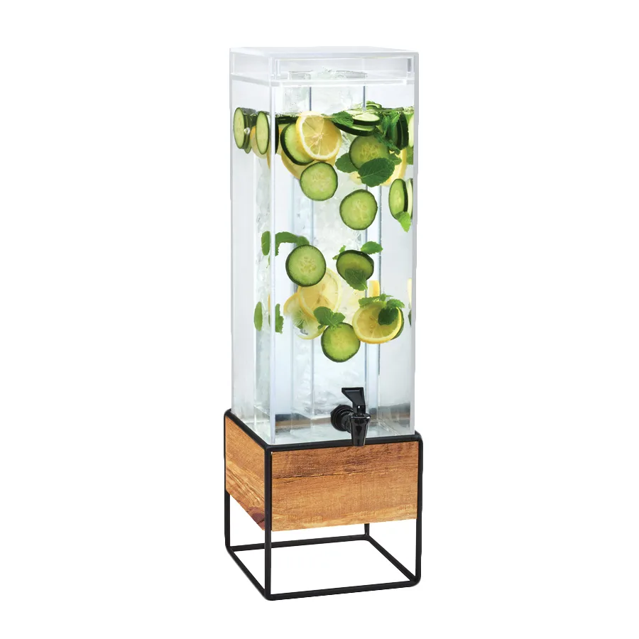 Cal-Mil 3561-3INF-99 Madera 3‑Gallon Beverage Dispenser, 8x8x25.5, Acrylic Pine, Black, Plastic/Wood