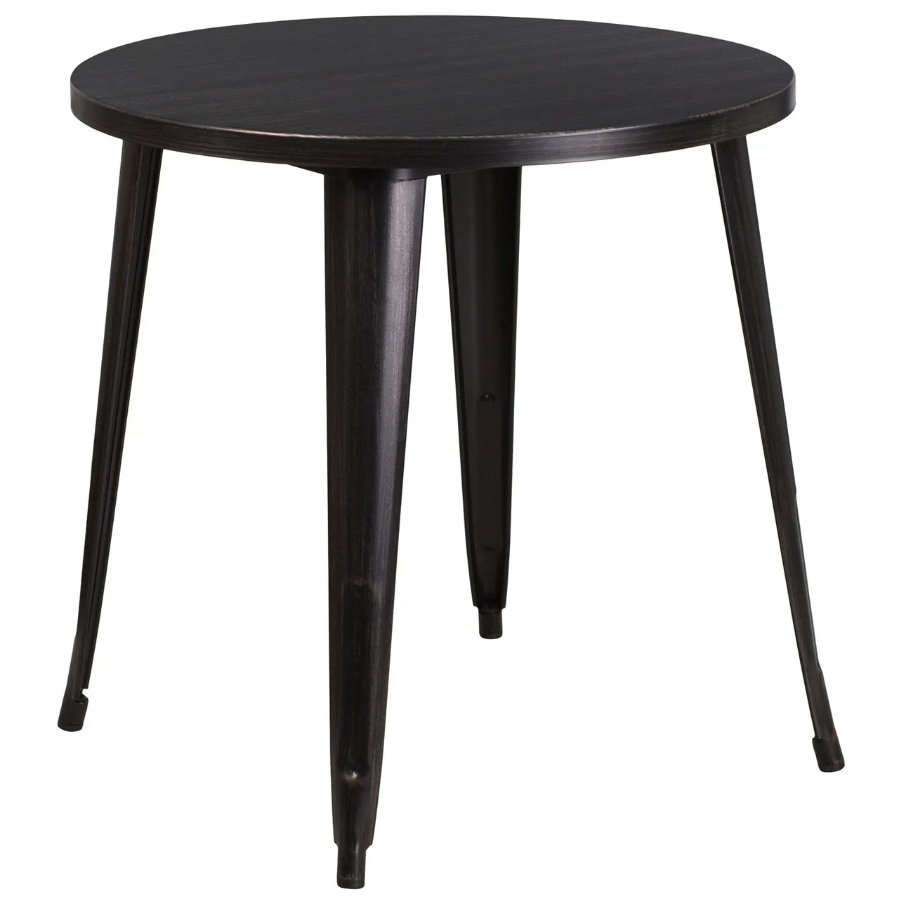 Flash Furniture CH-51090-29-BQ-GG 30" Round Dining Height Table, Metal, Black & Antique Gold Finish