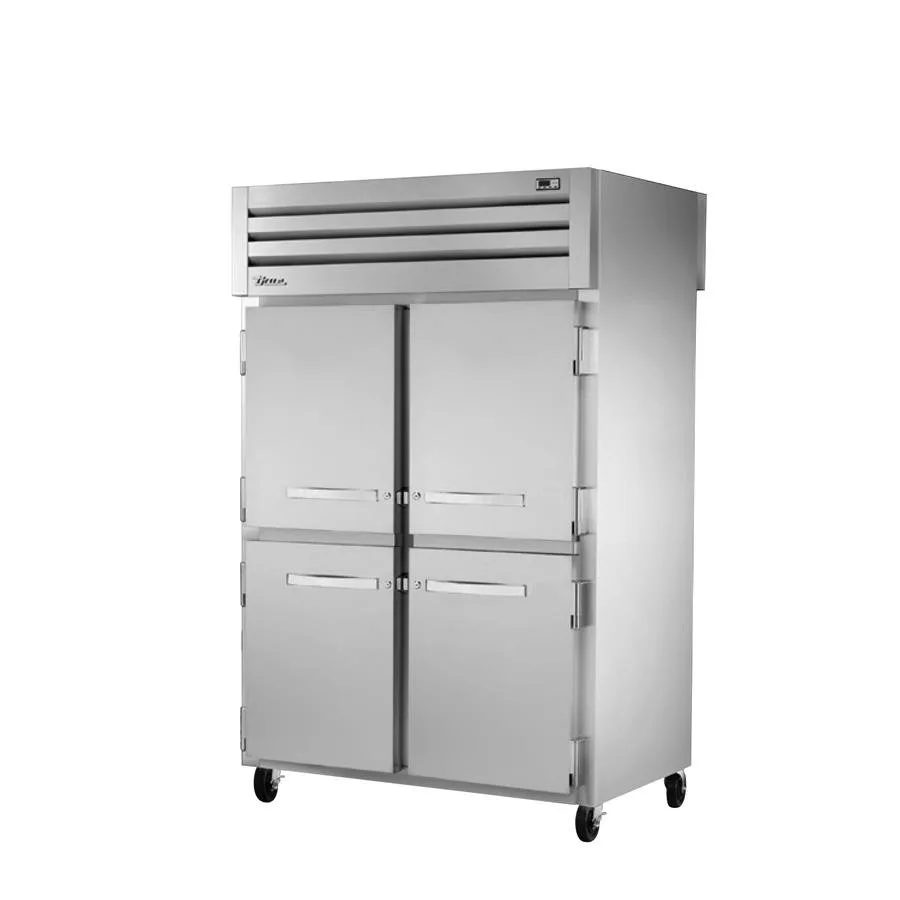 True STA2RPT-4HS-2G-HC Pass-Thru 2 Section Solid Half Front / Glass Rear Doors Refrigerator