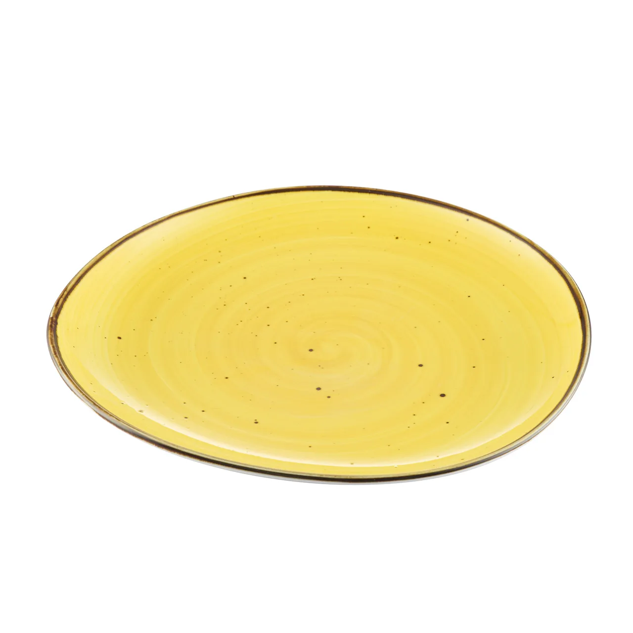 CAC China TUS-21-SFL Plate, 12-1/4" x 11-1/2" Round Porcelain Sunflower, Dishwasher Safe - Dozen
