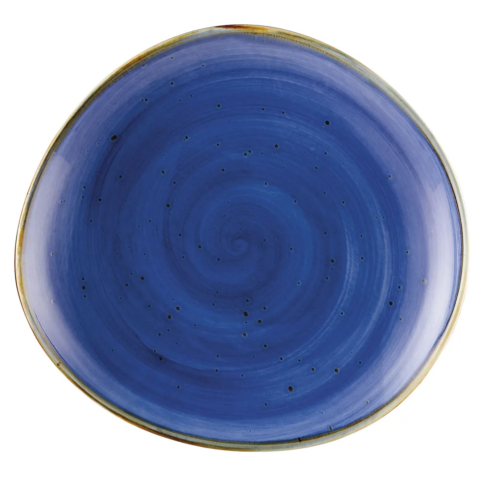 CACChina TUS-16-BLU Tucson Plate, 10-3/8" x 9-5/8" Porcelain, Night Blue Dishwasher Safe - Dozen