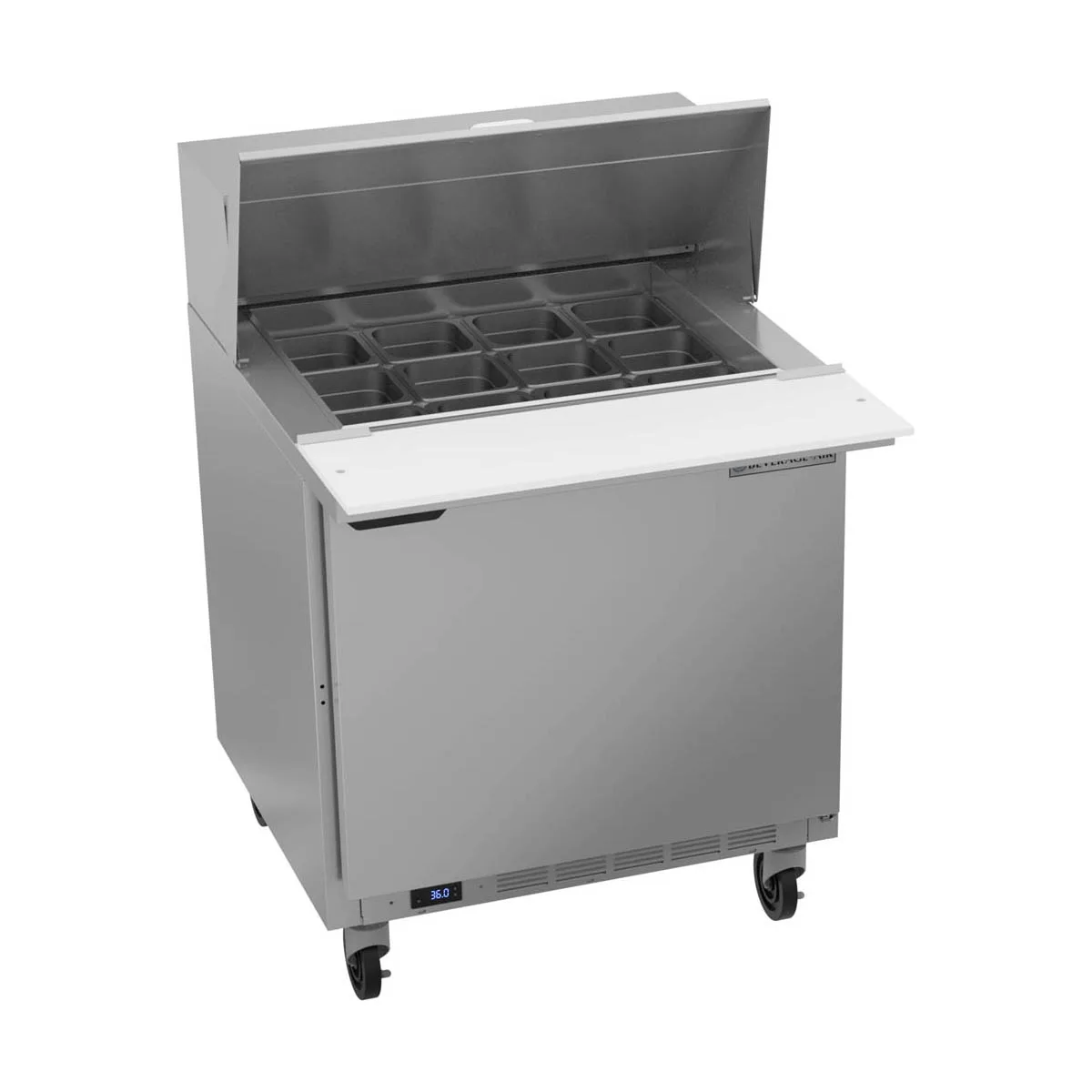 Beverage Air SPE32HC-12M 32" Mega Top Sandwich/Salad Prep Table w/ 1 Door, 12 Pans, 8 cu. ft.