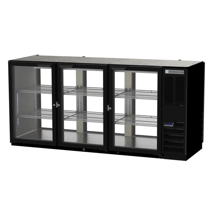 Beverage Air BB72HC-1-FG-PT-B 72" Pass-Thru Glass Door Back Bar Refrigerator