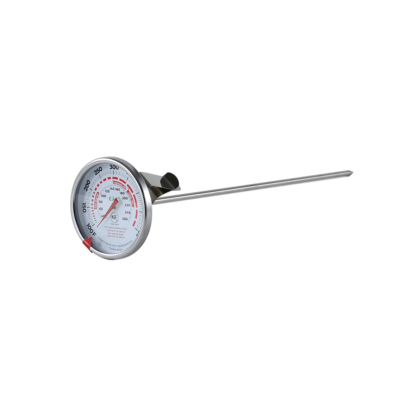 CAC China FPMT-DF15 Deep Fry/Candy Thermometer, 3" Dial, 12" Probe, Steel Clip, 100-500°F