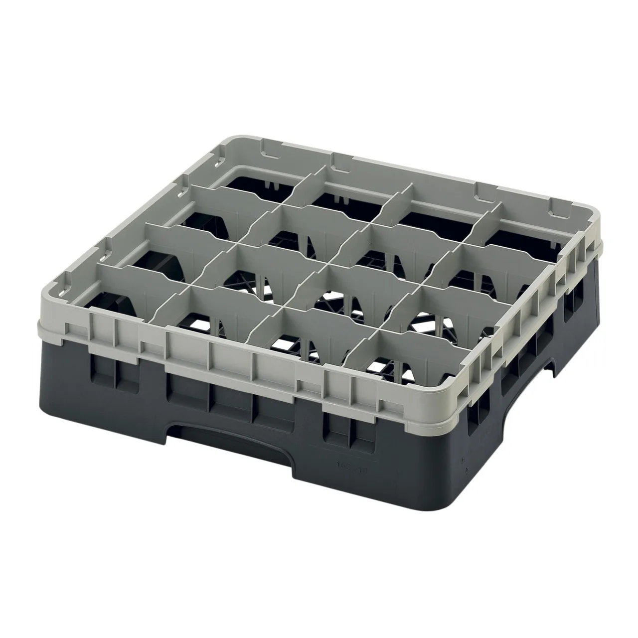 Cambro 16S418110 Camrack Glass Rack, Black, Full Size, 19-3/4 x 19-3/4, 16 Compartments, 4-3/8 Max Dia, HACCP