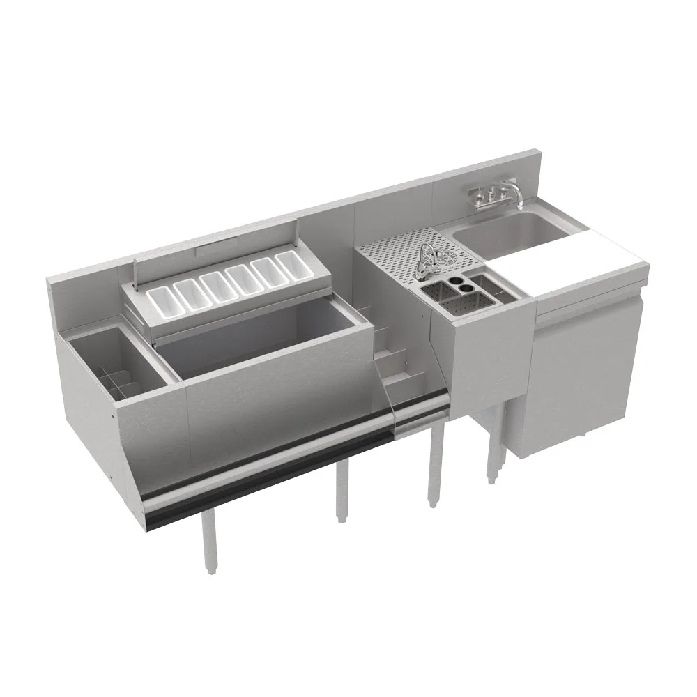 Krowne KR24-MT70-10 70" Sink Combo Underbar Ice Bin/Cocktail Station w/ 10 Circuit - Left
