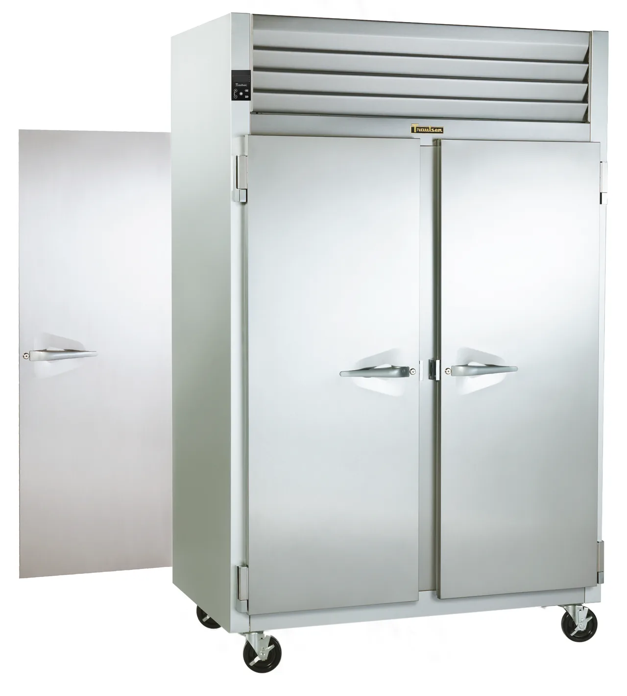 Traulsen G24318P 2-Section Pass-Thru Heated Holding Cabinet, 47 cu ft, Stainless Steel Doors, LED Control, 3 Shelves per Section, 6" Casters