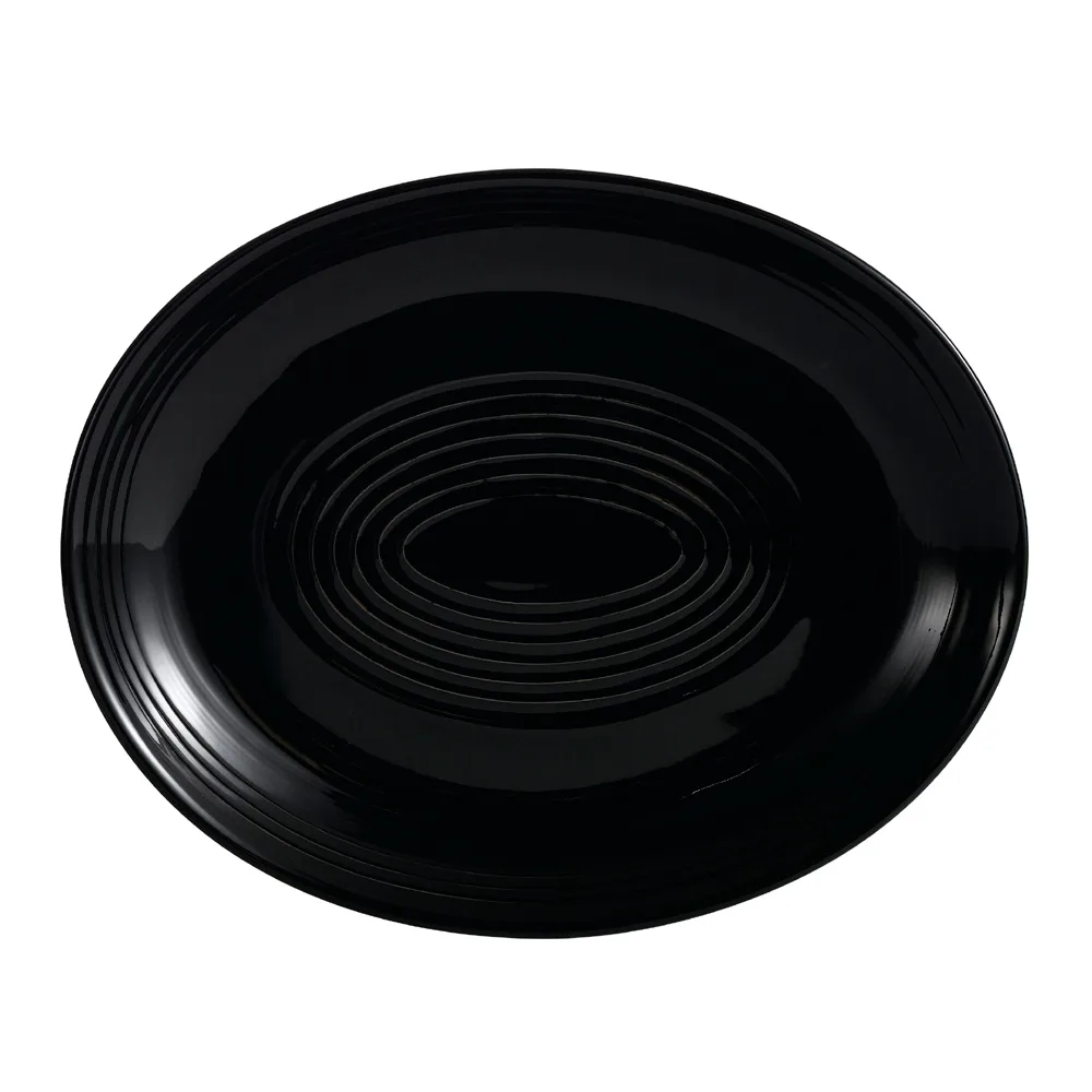 CAC China TG-14C-BLK - Tango Platter 12-3/4" x 10-1/4" x 1-1/2" Porcelain Dishwasher Safe - Dozen