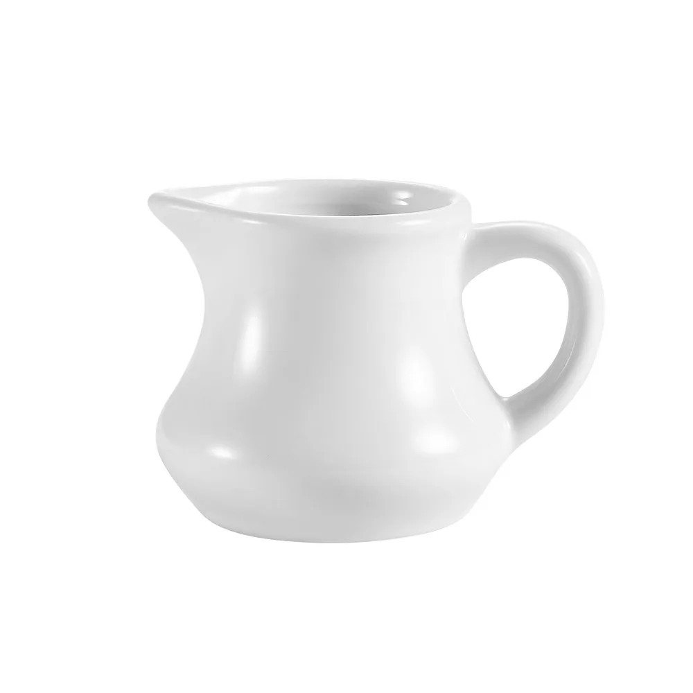 CAC China PC-4 Creamer Pitcher, 4‑5 oz Super White Porcelain, Handle, Dishwasher Safe - 1 Dozen