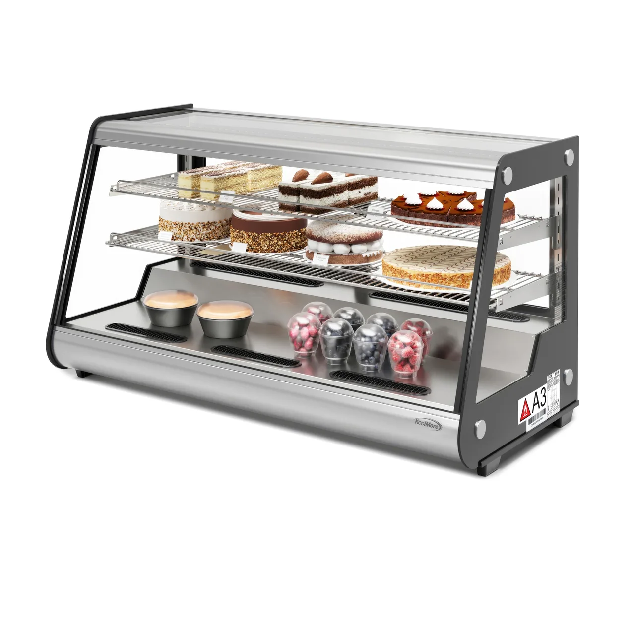 Koolmore CDC-7C-SS 48" Refrigerated Display, Dual Sliding Doors, SS, 2 Shelves, Temp 32°‑53.6°F,R290