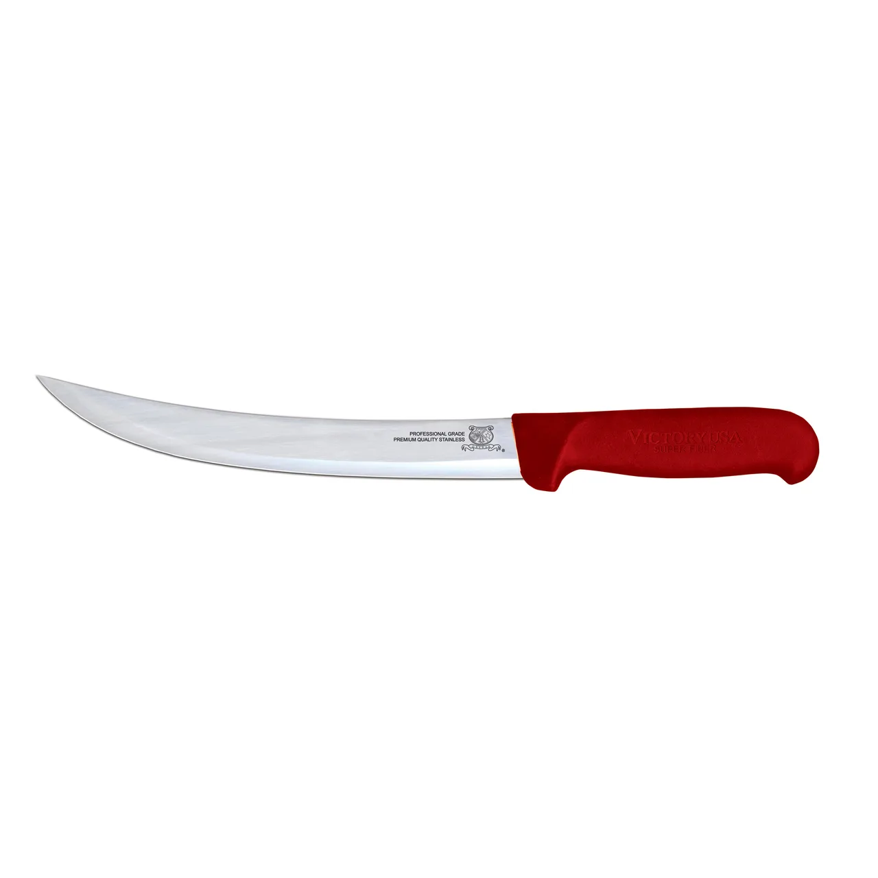 Omcan USA 23892 Breaking Knife – 8" Curved Blade, Stainless Steel, Red Plastic Handle