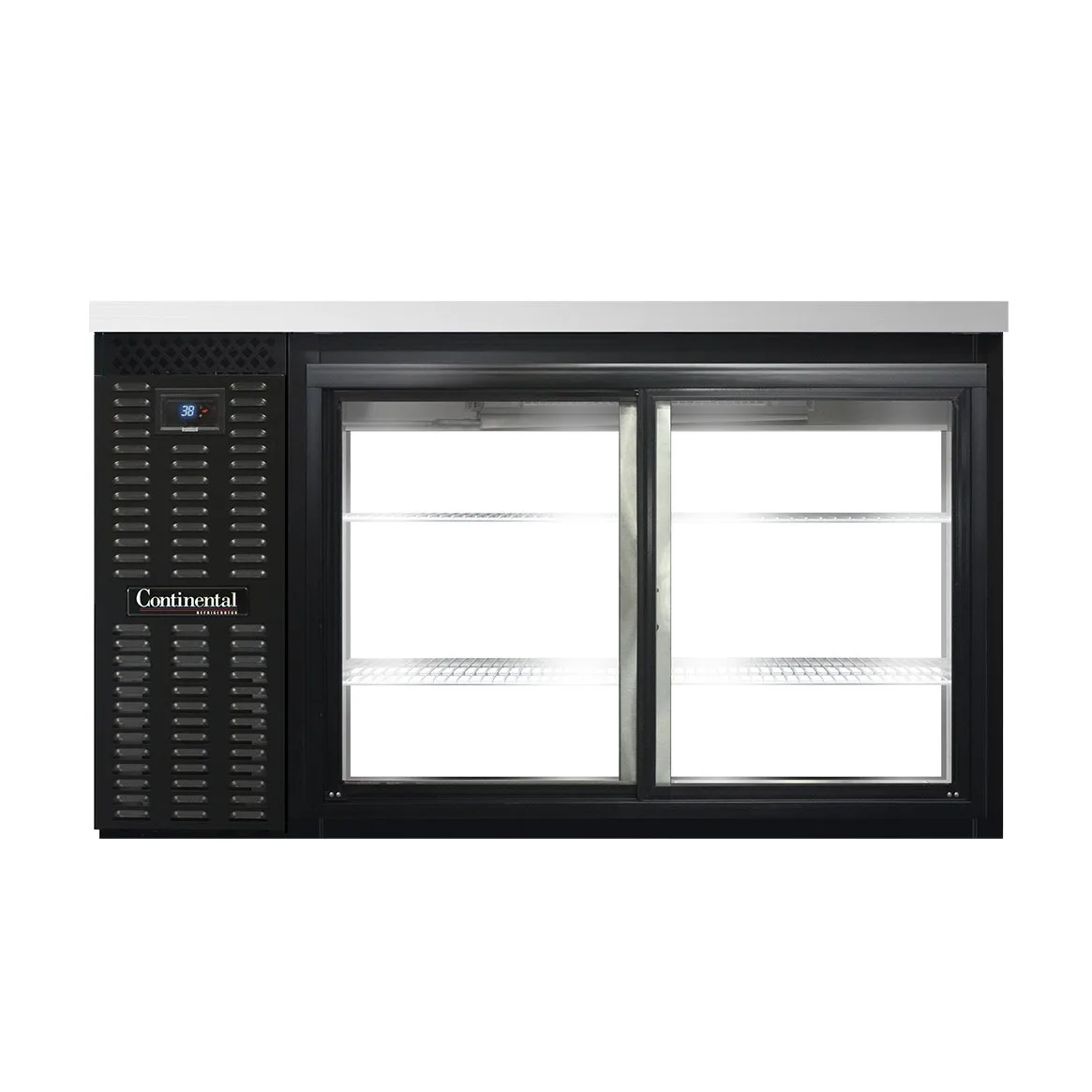 Continental Refrigerator BB59SNSGDPT 59" Pass-Thru Glass Door Back Bar Refrigerator