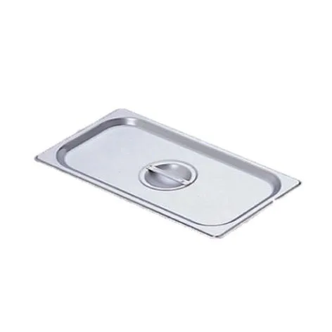 Omcan USA 80270 Stainless Steel Steam Table Pan Cover – 1/3‑Size Flat Solid with Handle, No Hinge