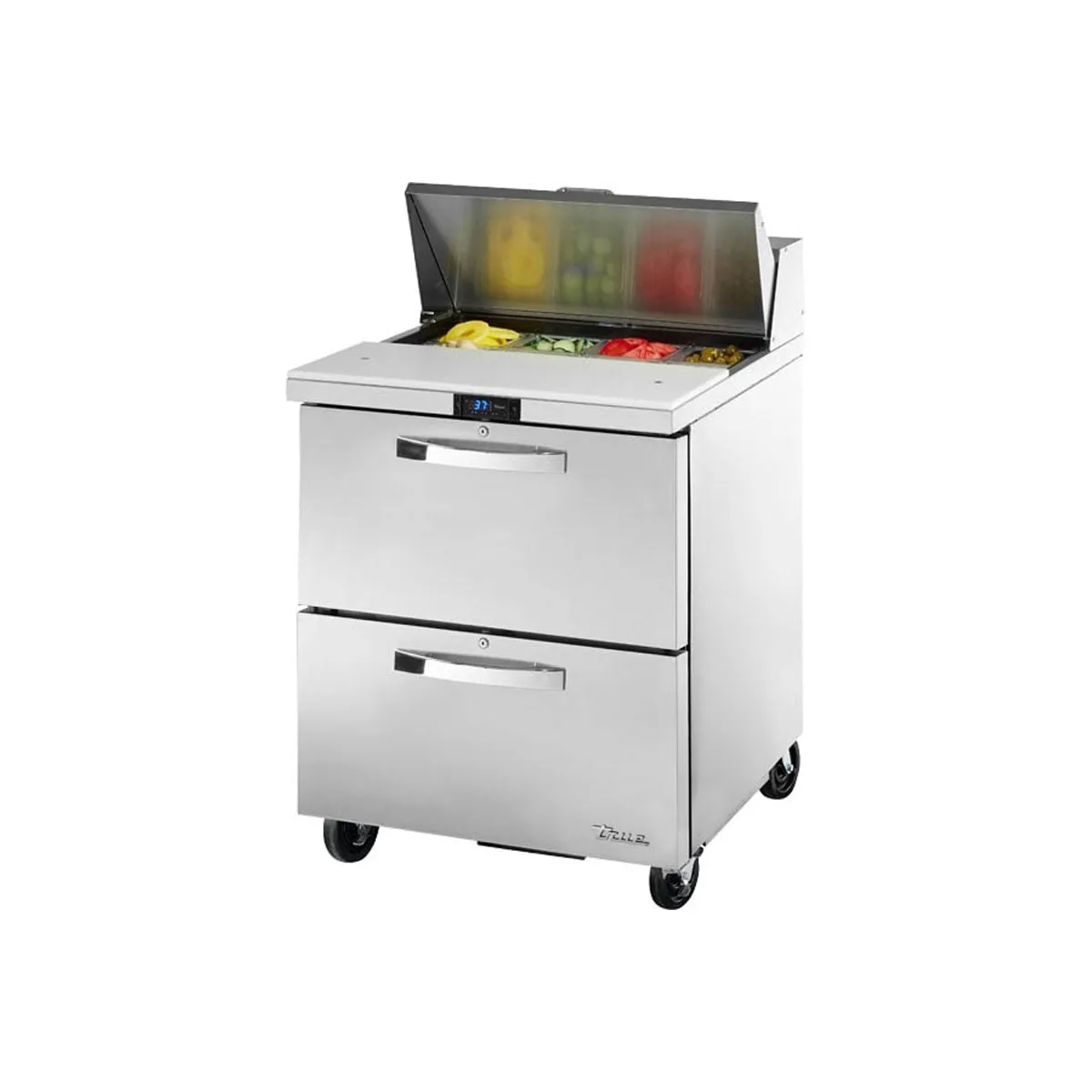 True TSSU-27-08D-2-HC~SPEC3 27" One Section Sandwich / Salad Prep Table w/ 2 Drawers, 8 Pans