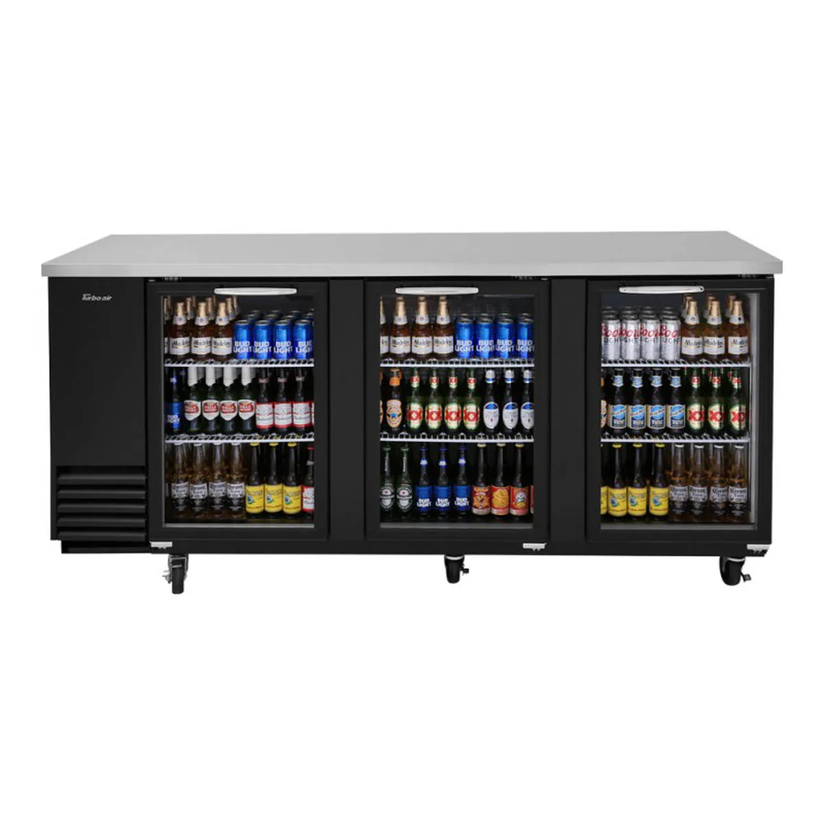 Turbo Air TBB-4SGD-N 90" Three Section Back Bar Cooler with Glass Door, 36.47 cu. ft.