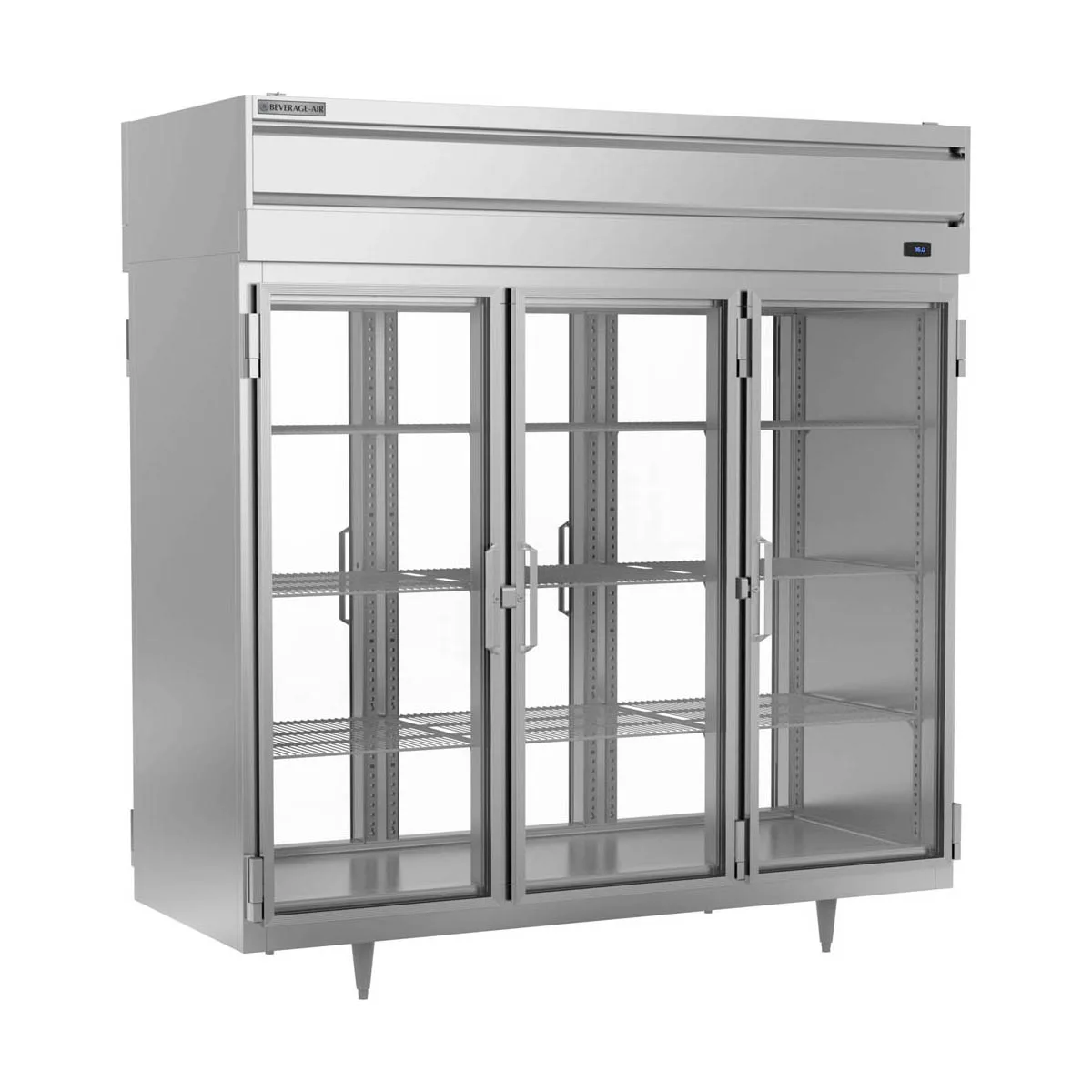 Beverage Air PRD3HC-1BG 78" 3-Section Pass-Thru Refrigerator w/ 6 Glass Full-Doors, Top Mounted, 74 cu. ft.