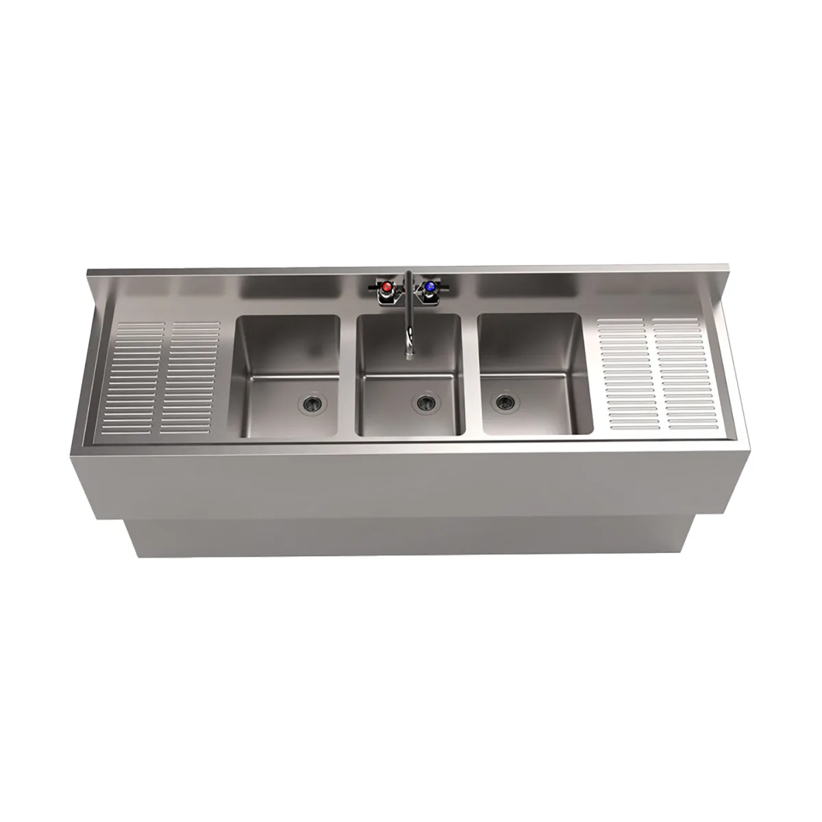 BK Resources UBB-18-360TS Underbar Sink Units, 3 Compartment with 2 Drainboards