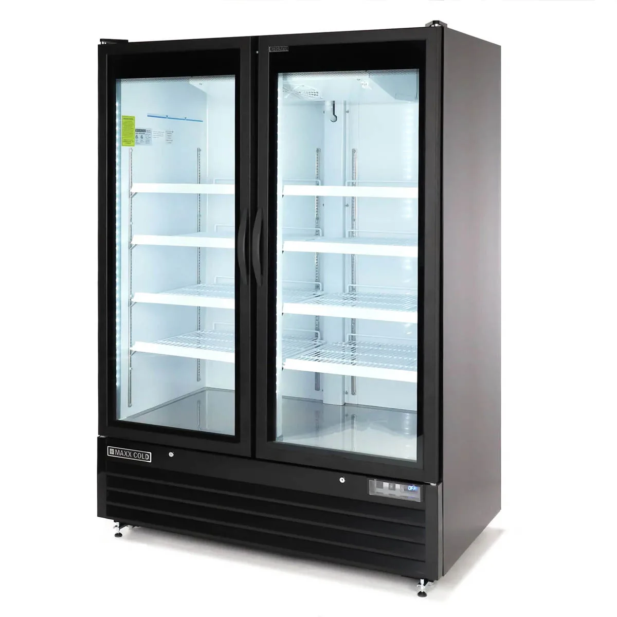 Maxx Cold MXGDM-50RBHC - 54" Black Glass Door Merchandiser Refrigerator, 50 cu ft, ½ HP, Lock