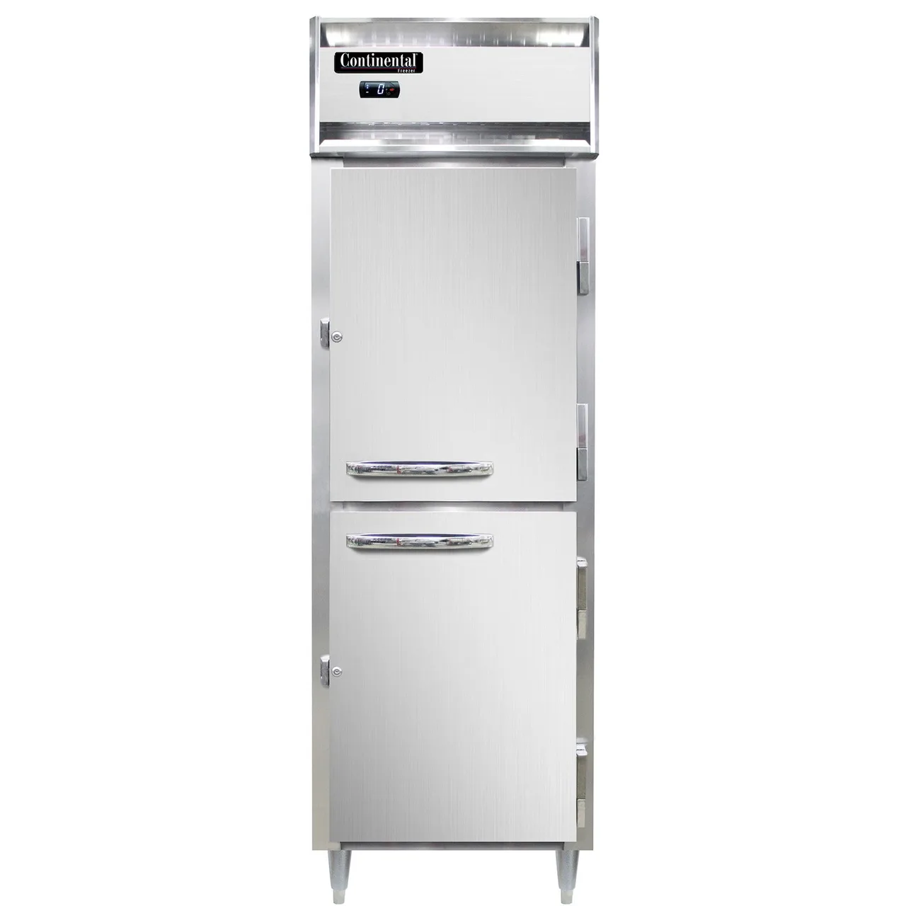 Continental Refrigerator D1FNSSPTHD 26" 1-Section Pass-Thru Freezer, 4 Half Solid Doors, Stainless Steel, Top Mounted, 21 cu. ft.