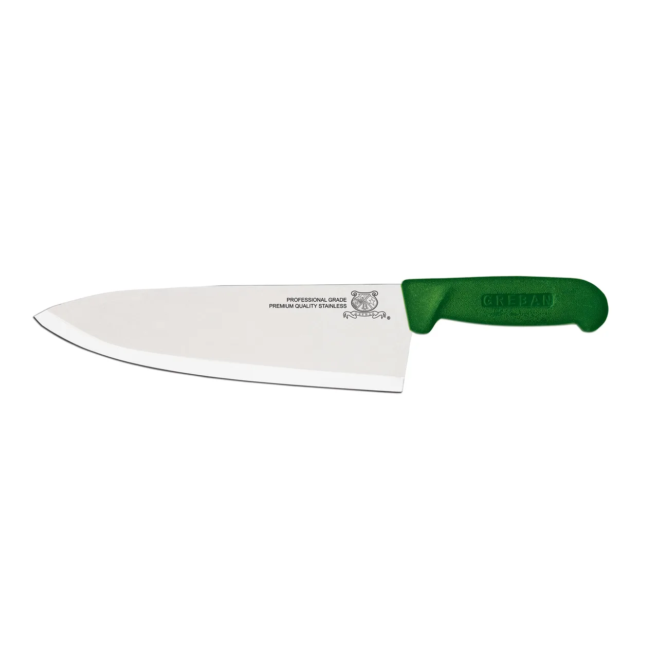 Omcan USA 12108 Chef Knife - 10" Stamped Medium Blade, Stainless Steel, Polypropylene Green Handle