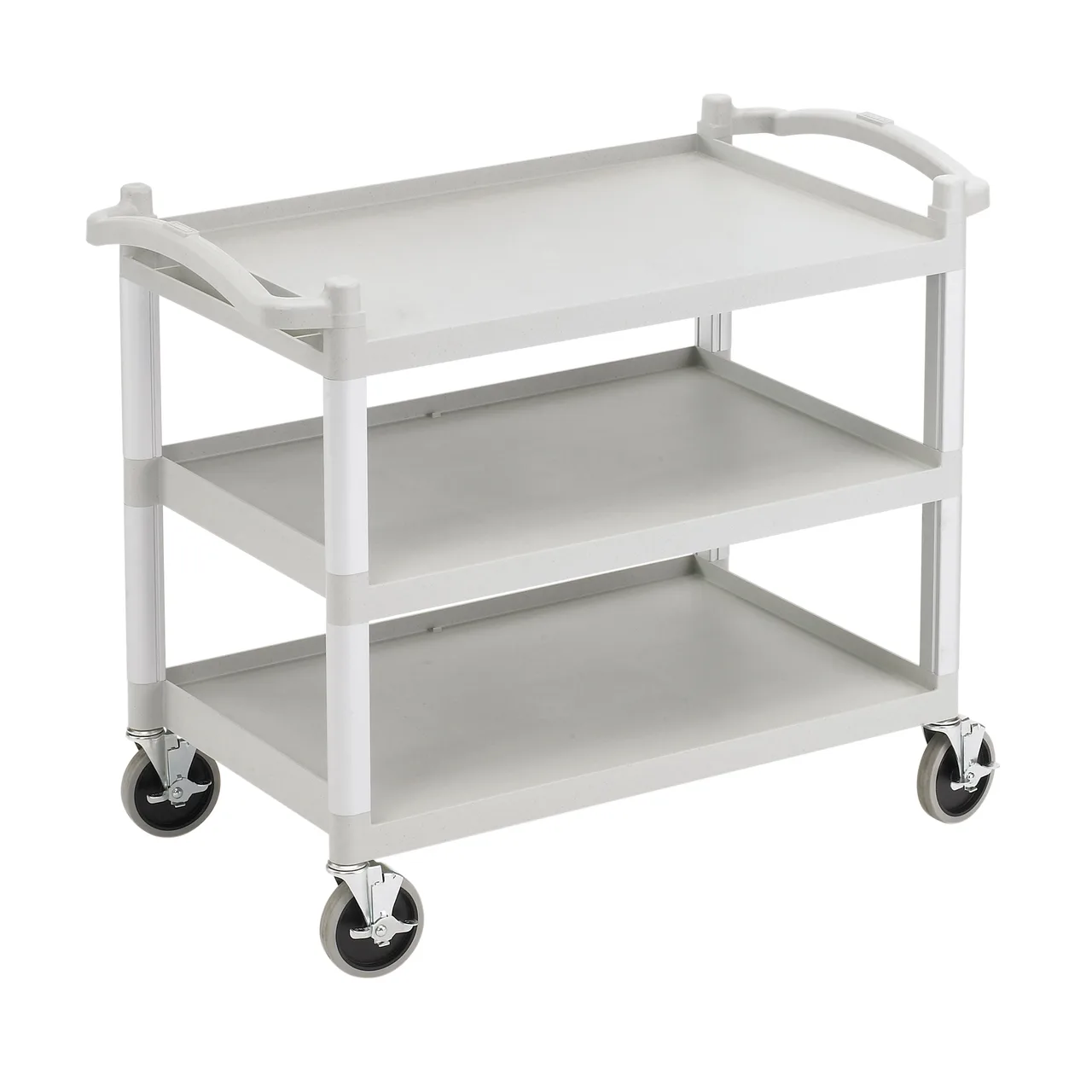 Cambro BC340KDLP480 Speckled Gray Polyethylene 3-Shelf Utility Cart w/ 400 lb Capacity