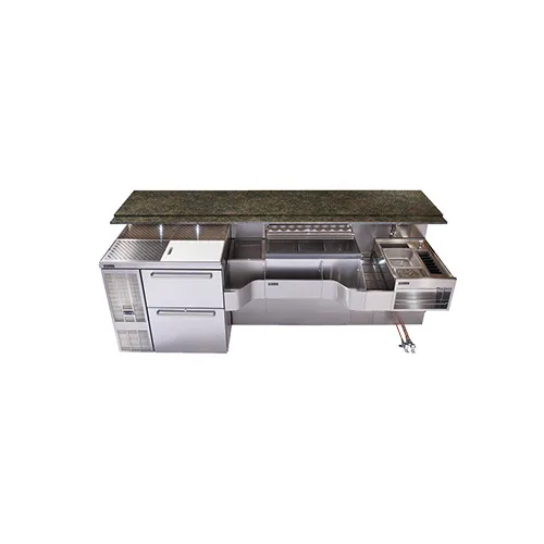Perlick PTE68-A 68" Sink Combo Underbar Ice Bin/Cocktail Station w/ 10 Circuit - 90 lbs / Center