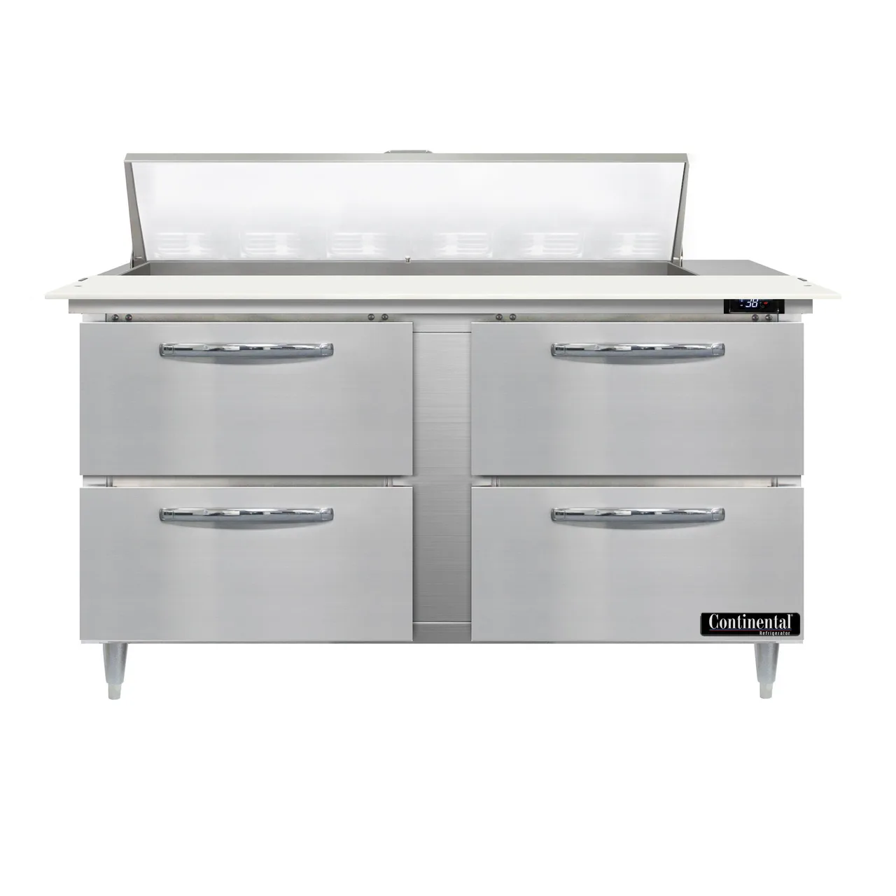 Continental Refrigerator D60N12C-D 60" Sandwich / Salad Prep Table w/ 4 Drawers, 12 Pans