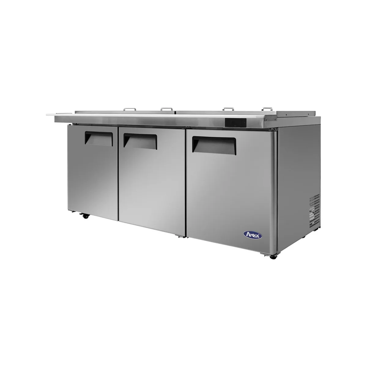 Atosa USA MSF8308GR-NTCV 72" 3-Section Mega Top Sandwich Prep Table, 30 Pans, Stainless Steel